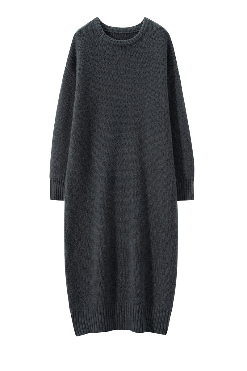 Round neck cashmere knit skirt