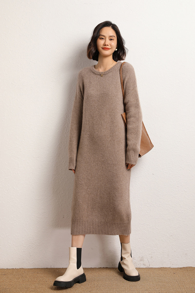 Round neck cashmere knit skirt