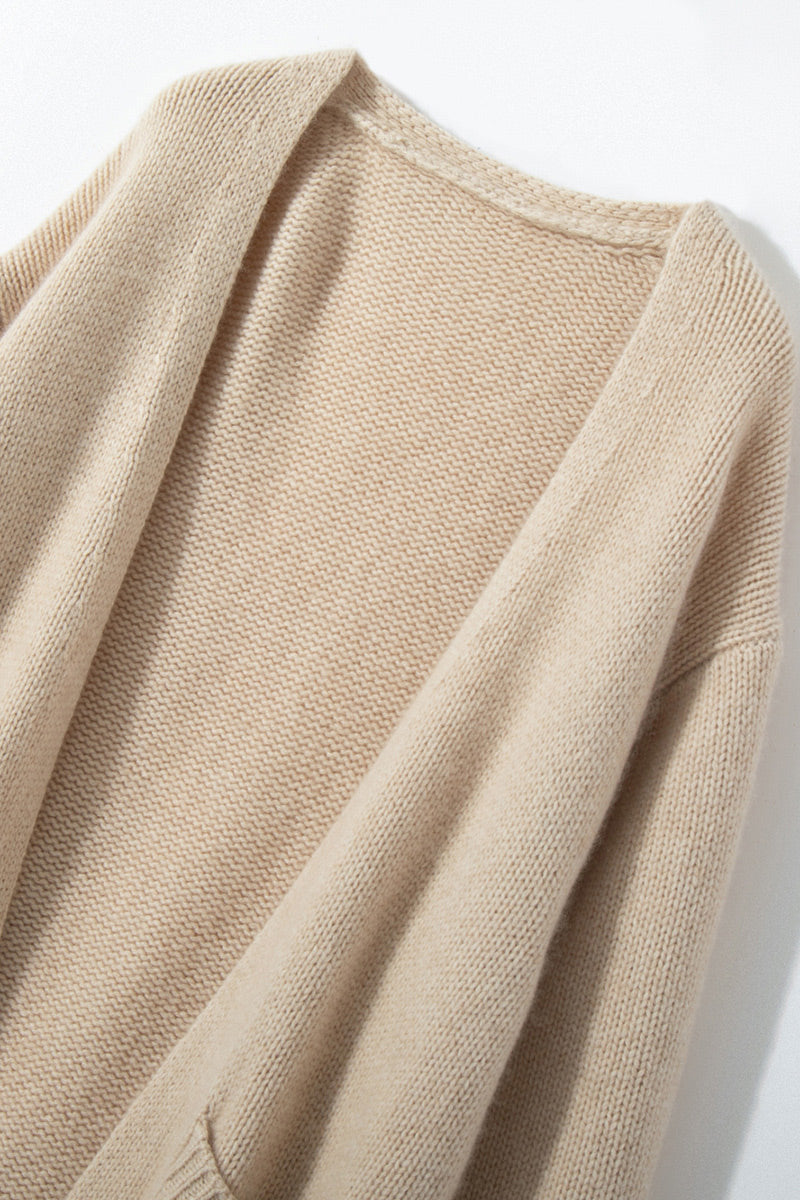 Korean style mid length cashmere cardigan