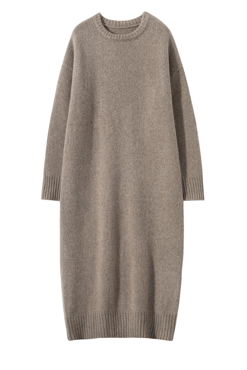 Round neck cashmere knit skirt