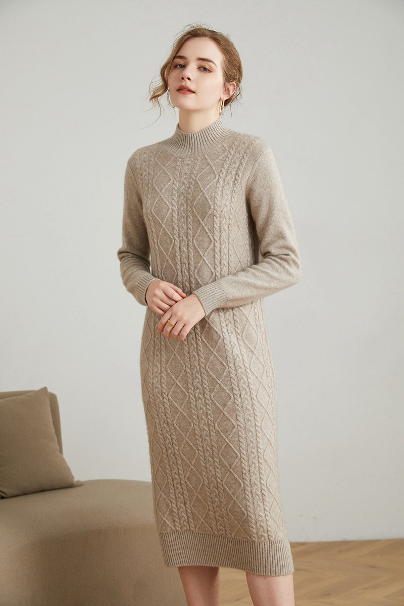 Women's Cashmere Knitted Warm Elegant Dress